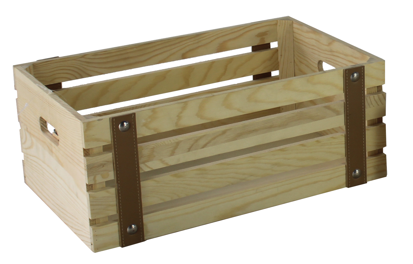 pine wood crate with PU leather