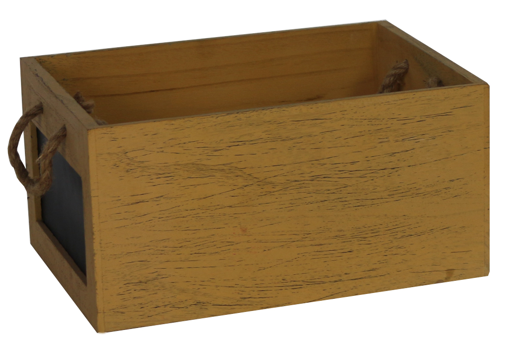 wooden box with rope handles