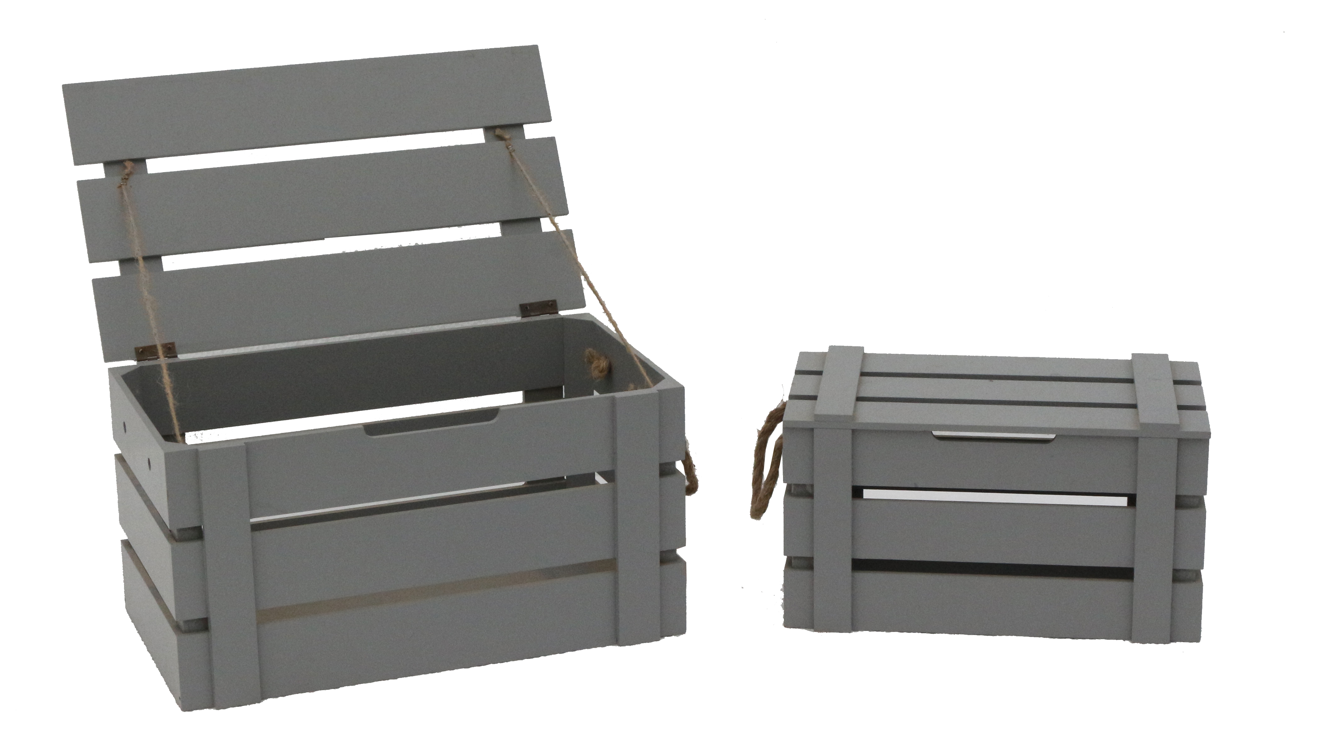 set of 2 wooden crate with lid