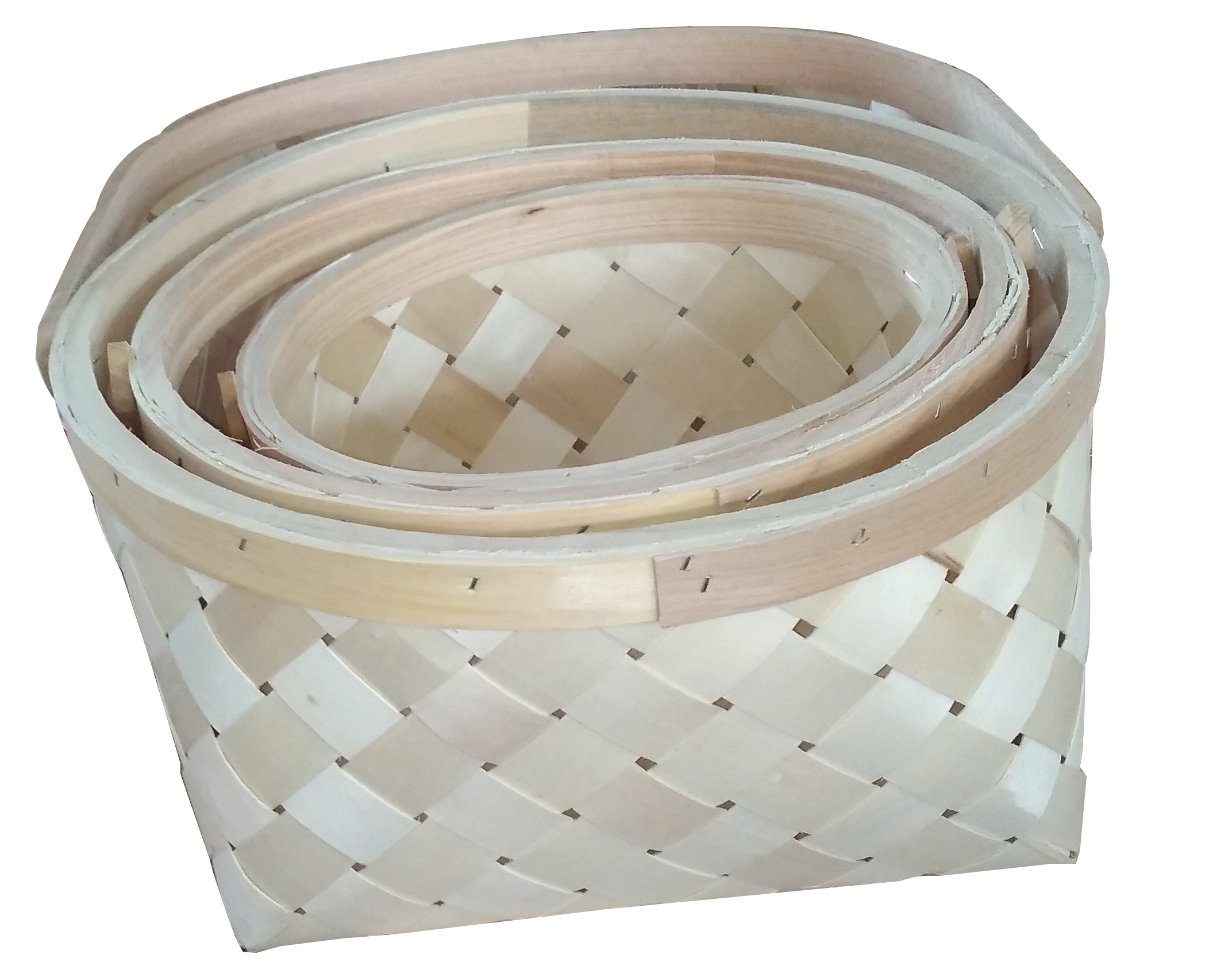 wood chip basket with handles